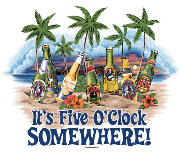 Five O Clock Somewhere Beach T-Shirt - Image 2